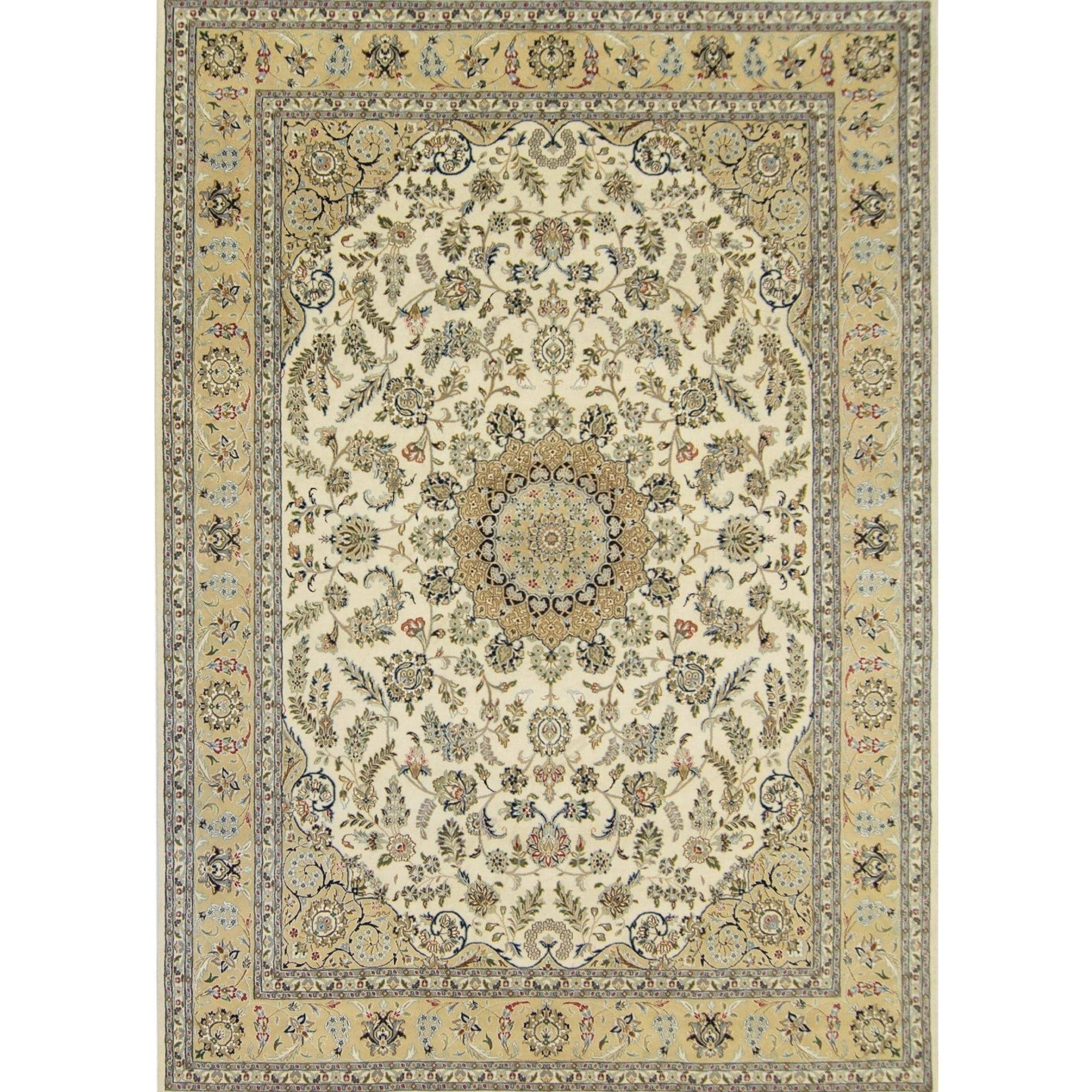 Fine Hand-knotted Wool & Silk Nain Rug 192cm x 303cm