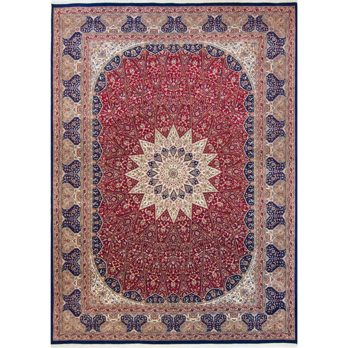 Fine Hand-knotted Persian Wool and Silk Tabriz Rug 251cm x 361cm