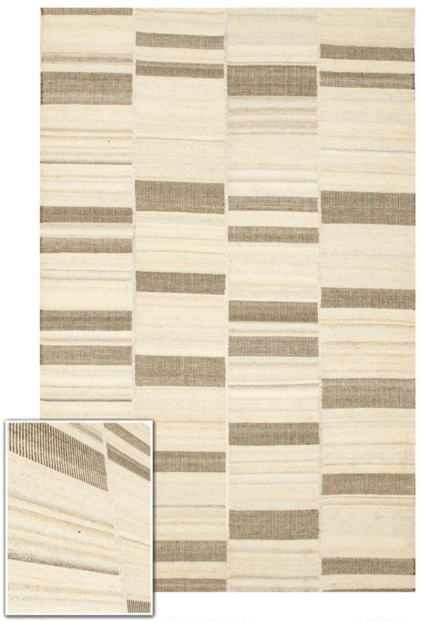 Handmade Wool Neutral Kilim Rug 159cm x 248cm