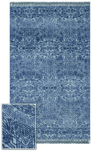 Handmade Wool Blue Modern Rug 149cm x 249cm