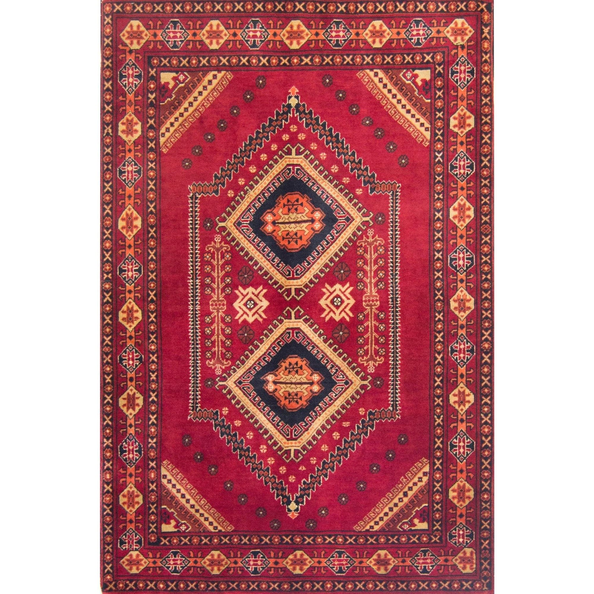 Hand-knotted Wool Super Kazak Rug 100cm x 150cm