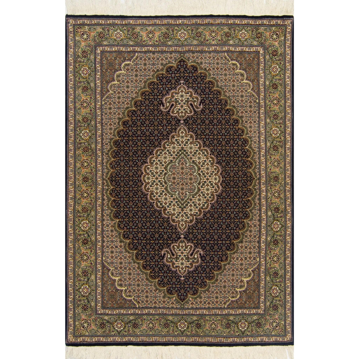 Super Fine Hand-knotted Persian Wool and Silk Tabriz - Mahi Rug 100 cm x 150 cm