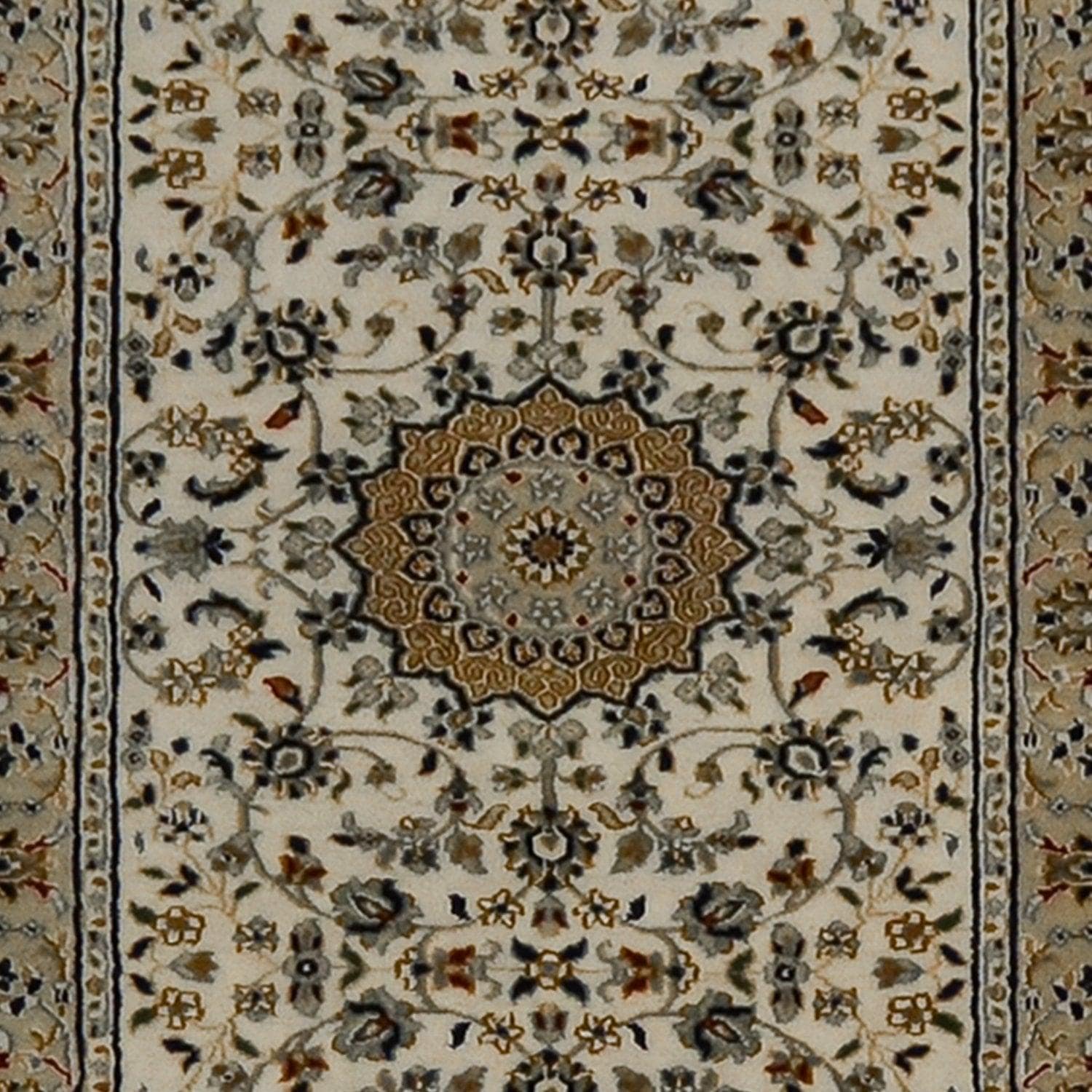Fine Hand-knotted Wool & Silk Nain Design Hallway Runner 83cm x 308cm