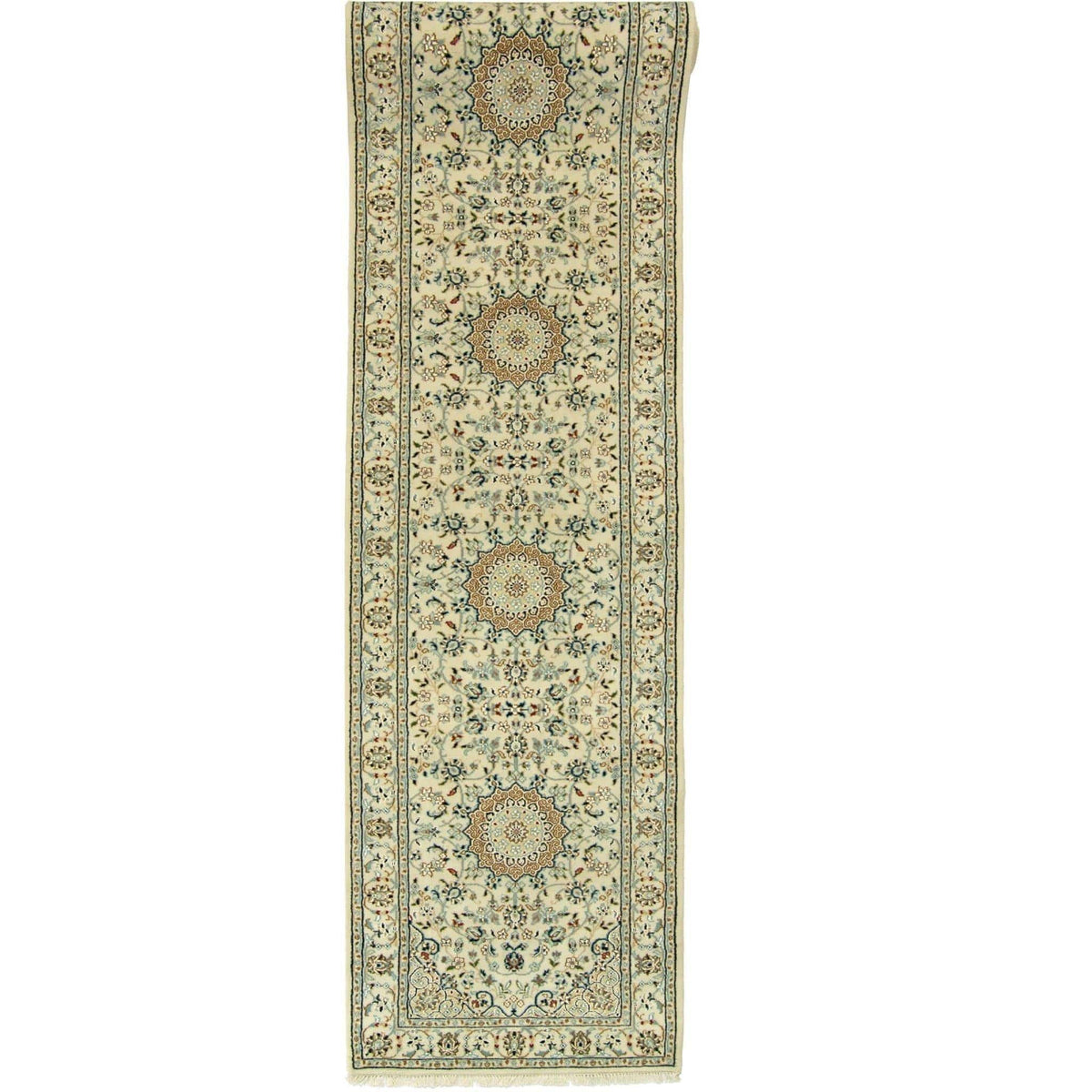 Fine Hand-knotted Wool Nain Design Runner 78cm x 366cm