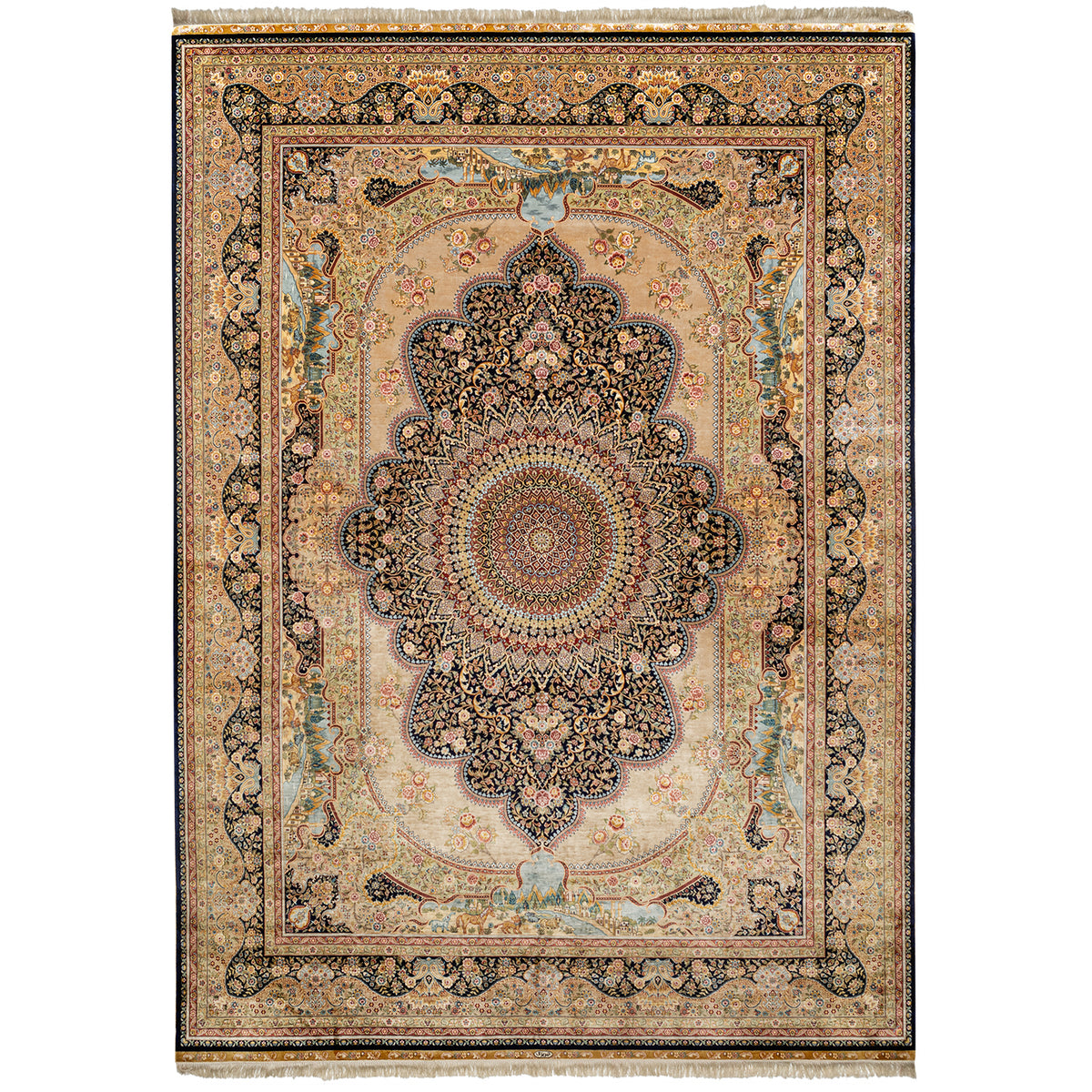 Hand-knotted Traditional Silk Rug 274cm x 371cm