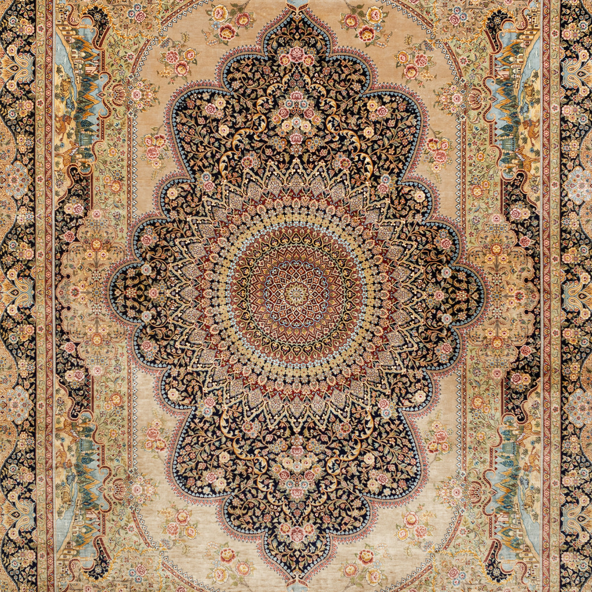 Hand-knotted Traditional Silk Rug 274cm x 371cm