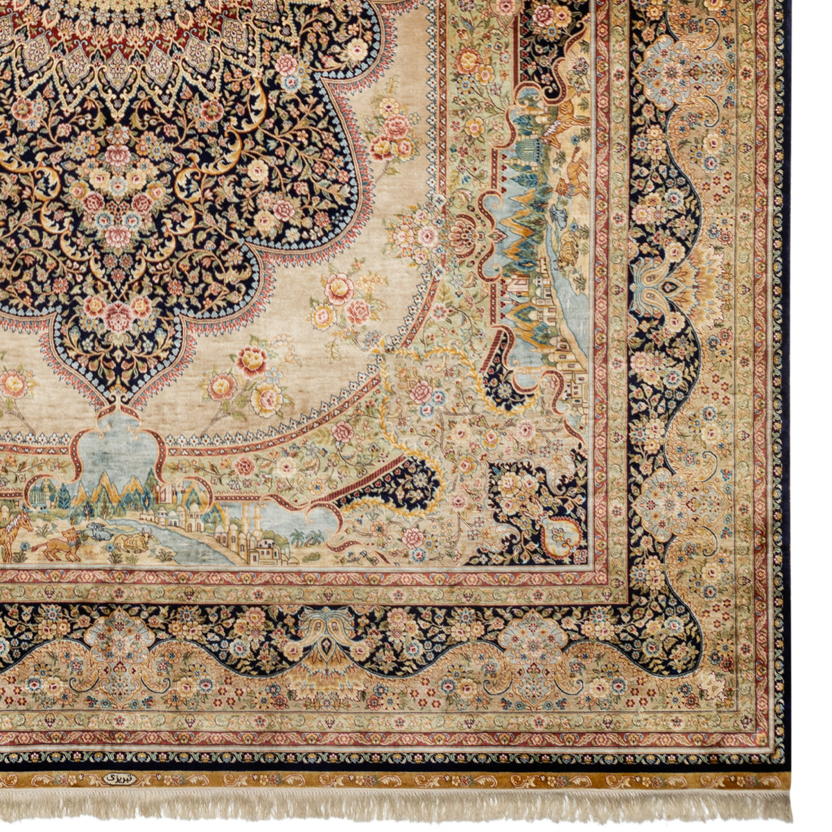 Hand-knotted Traditional Silk Rug 274cm x 371cm